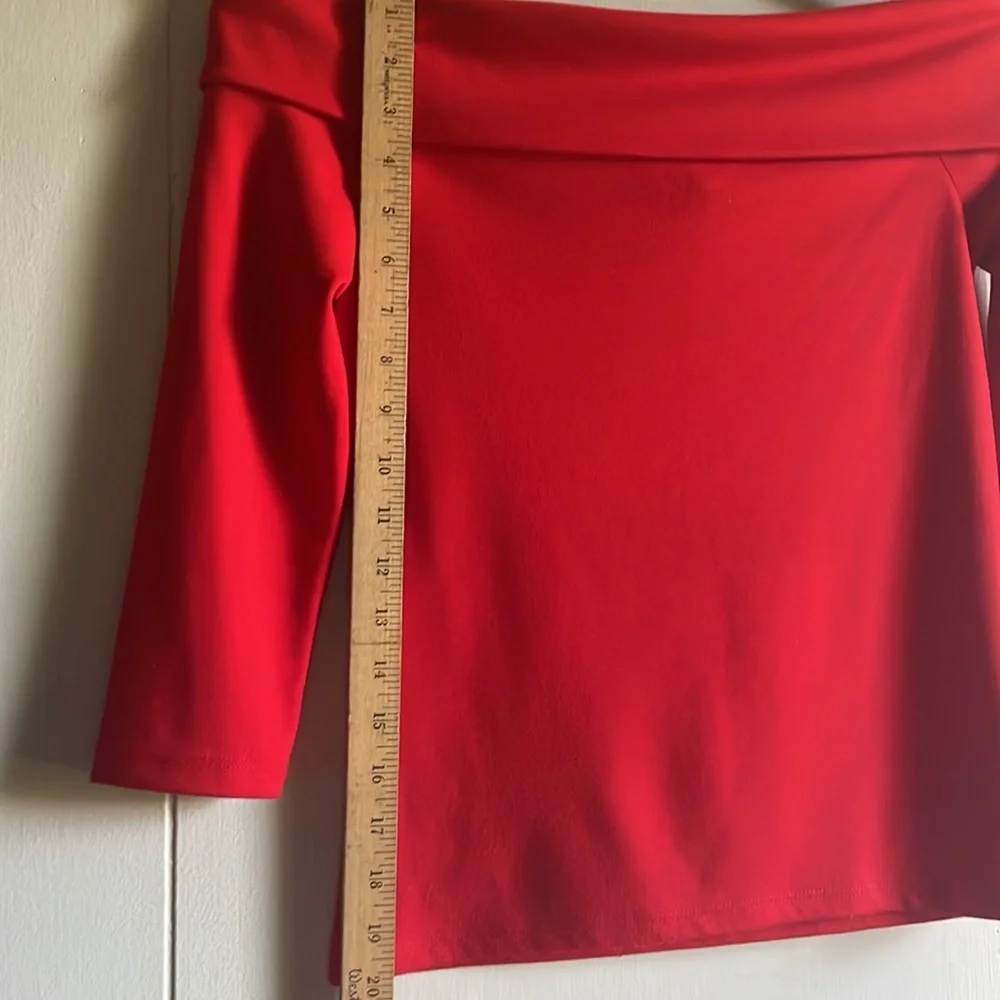 🔥🔥5/$25! Anthropologie Red Off Shoulder Sweater Top - Picture 2 of 6